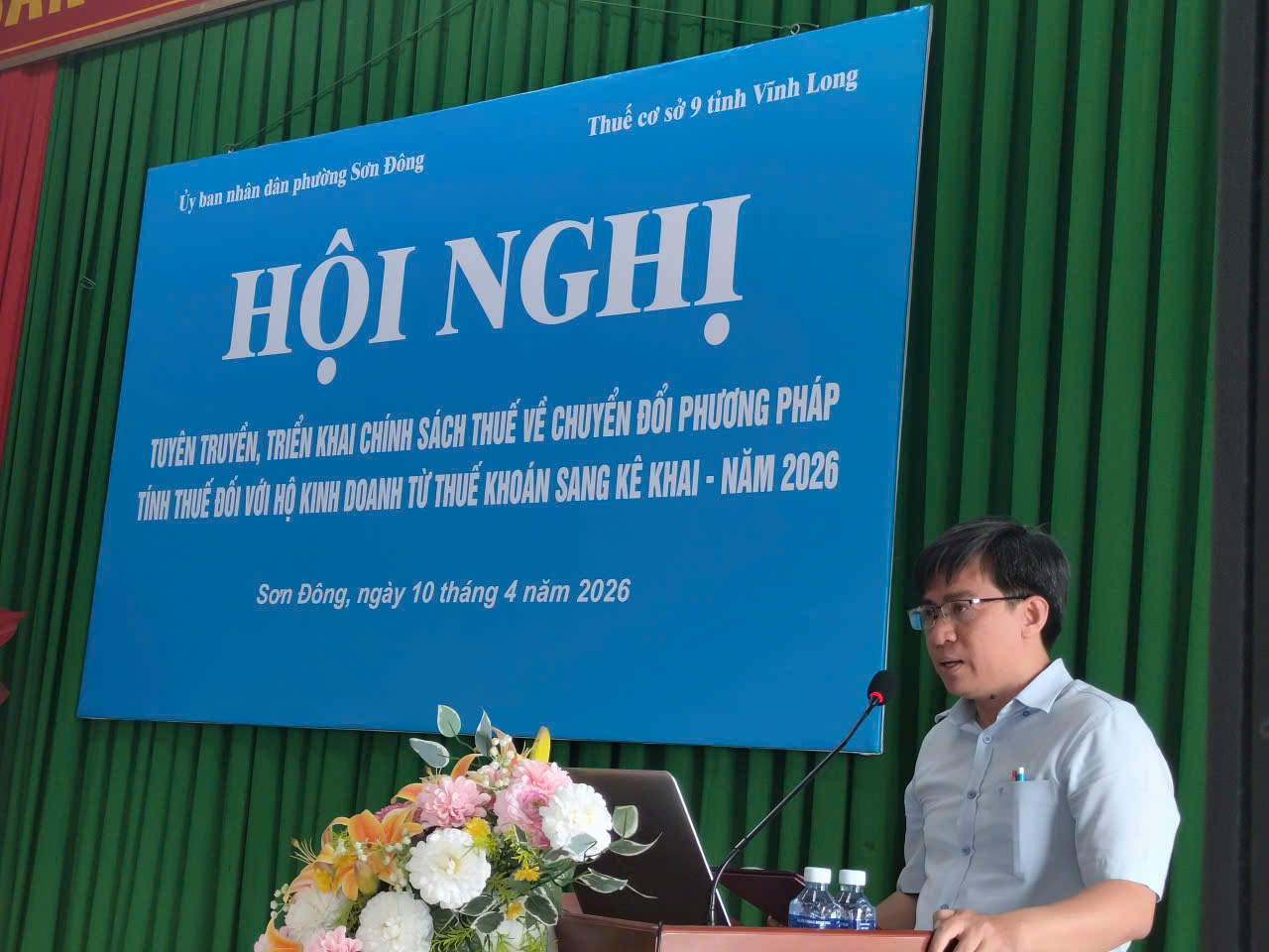 Phường Sơn Đông tuyên tuyền, triển khai chính sách thuế về chuyển đổi phương pháp tính thuế đối với hộ kinh doanh từ thuế khoán sang kê khai năm 2026