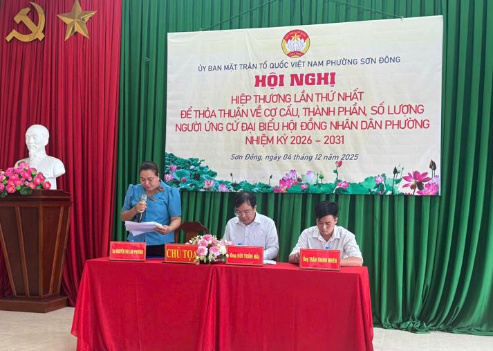 Phường Sơn Đông tổ chức Hội nghị hiệp thương lần thứ nhất thống nhất cơ cấu, thành phần, số lượng ứng cử viên Hội đồng nhân dân phường nhiệm kỳ 2026-2031